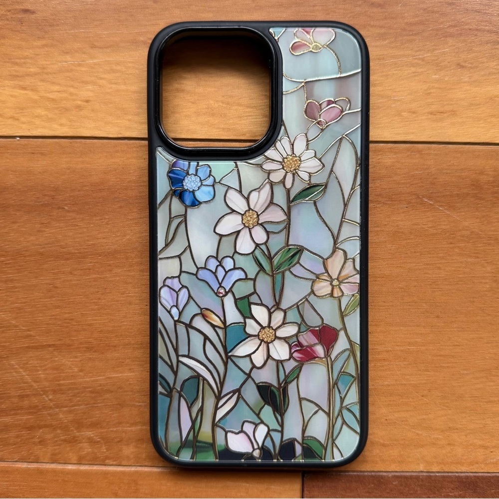Stained Glass Inspired Floral iPhone 15 Pro Max Case